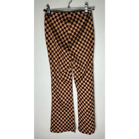 Juniors Love on a Hanger Checkered Flare Stretch Pants Size 1 - Picture 2 of 4